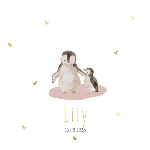 Neutraal dieren geboortekaartje meisje met een zusje 