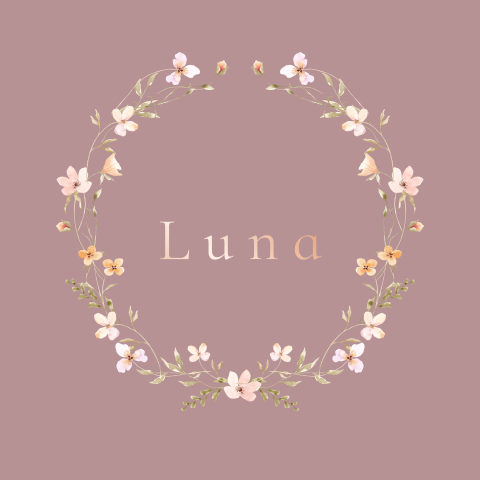 Geboortekaartje meisje met bloemen krans en rosefolie