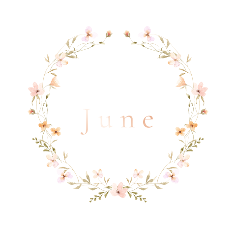 Geboortekaartje meisje met bloemen krans en rosefolie