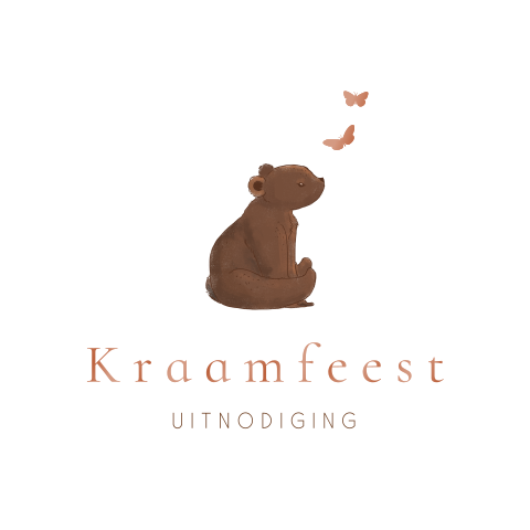 Kraamfeest uitnodiging jongen met beer en hoogglans folie