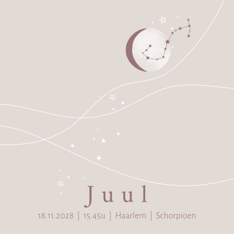 Geboortetegeltje sterrenbeeld maan meisje