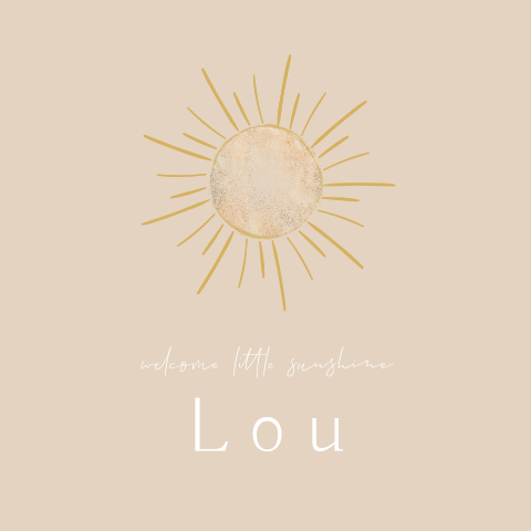 Geboortebord voor een jongen met een zon