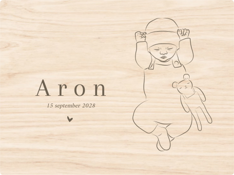 Mooie neutrale memorybox met lijntekening baby