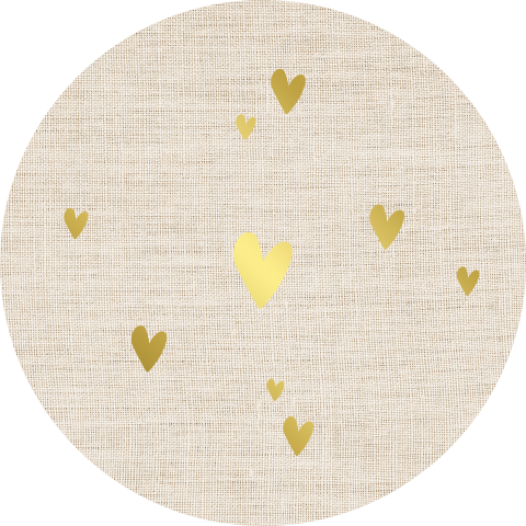 Sluitzegel met goudfolie hartje op linnen look