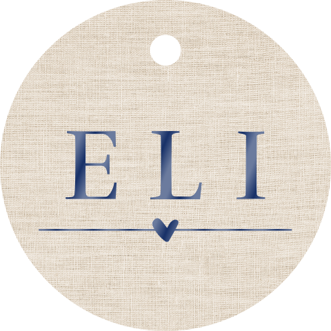 Doopsuiker rond labeltje jongen linnen folie blauw