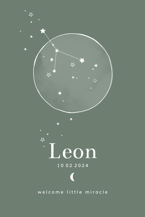 Geboortebord met sterrenbeeld voor een jongen