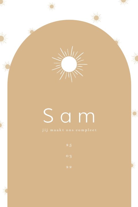 Geboortebord voor een jongen met originele zon