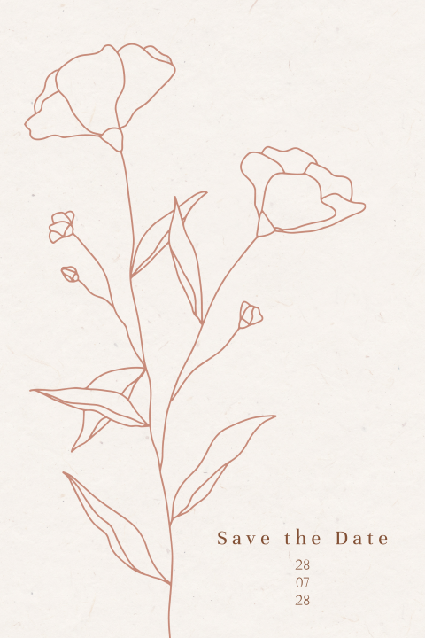 Save the Date kaart minimalistisch met bloem
