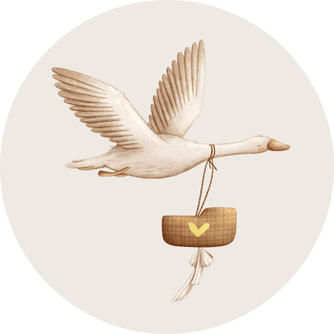 Sluitzegel neutraal ooievaar goudfolie hartje