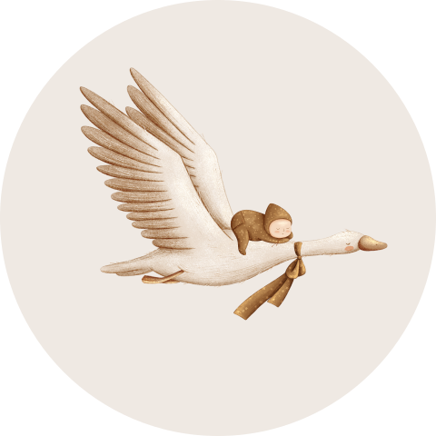 Sluitzegel voor een jongen met ooievaar en baby