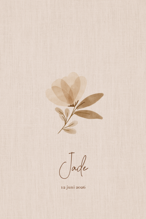 Klassiek geboortekaartje voor een meisje met bloem