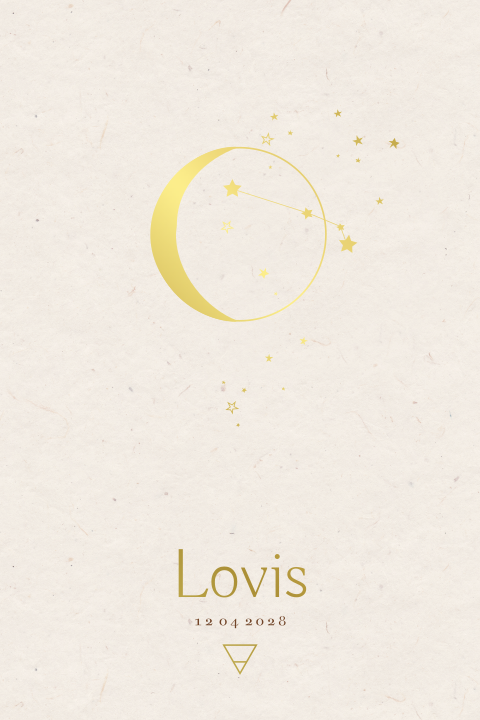 Trend geboortekaartje jongen met folie sterrenbeeld