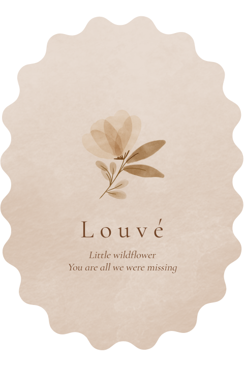 Neutraal geboortekaartje voor een meisje met een bloem