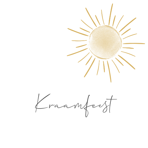 Neutrale kraamfeest uitnodiging met zon