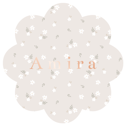 Geboortekaartje meisje met bloemenpatroon en rosefolie