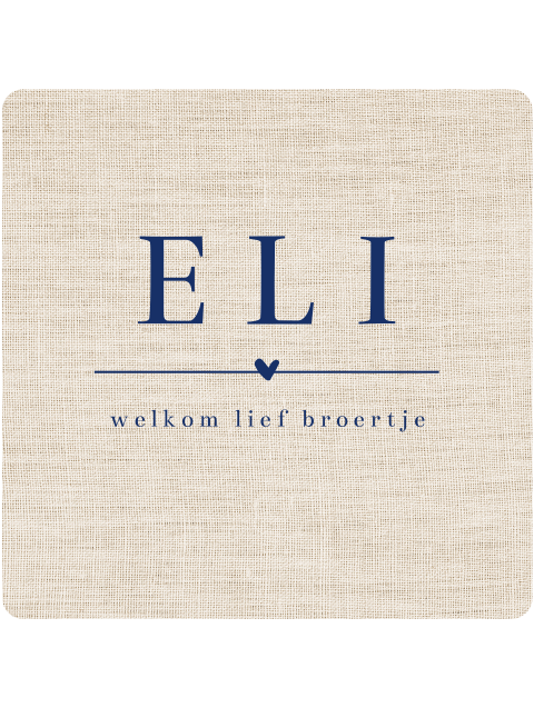Tuinbord voor een jongen met ronde hoeken en linnen achtergrond