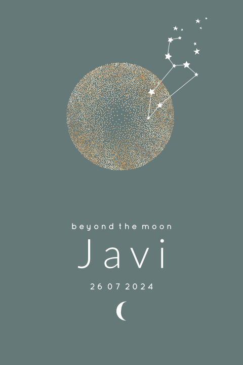 Geboortebord baby jongen met sterrenbeeld en maan