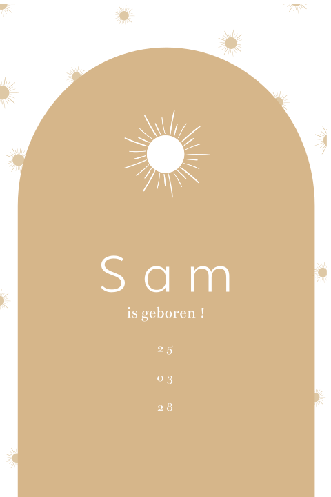Geboortebord voor een jongen met originele zon