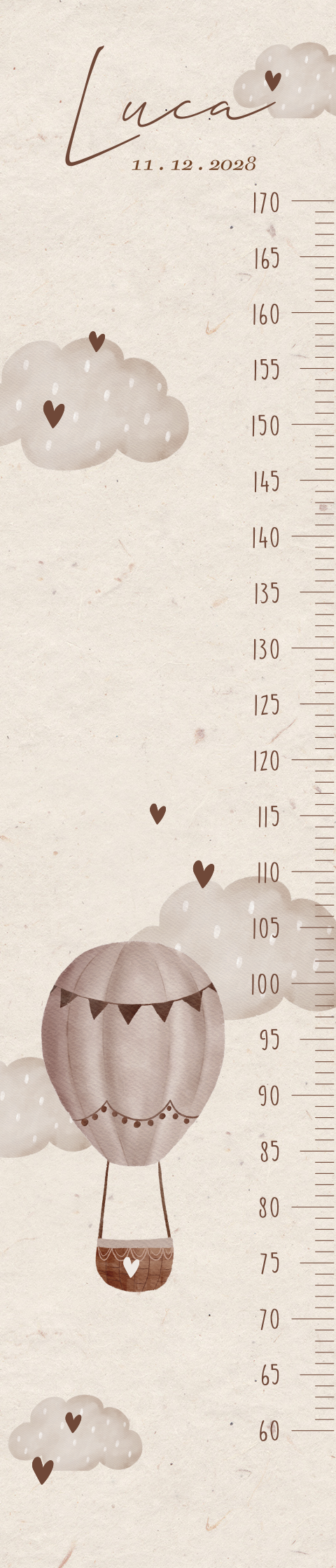 Groeimeter jongen met luchtballon voor de babykamer