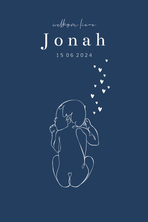 Geboortebord voor een jongen met baby lijntekening