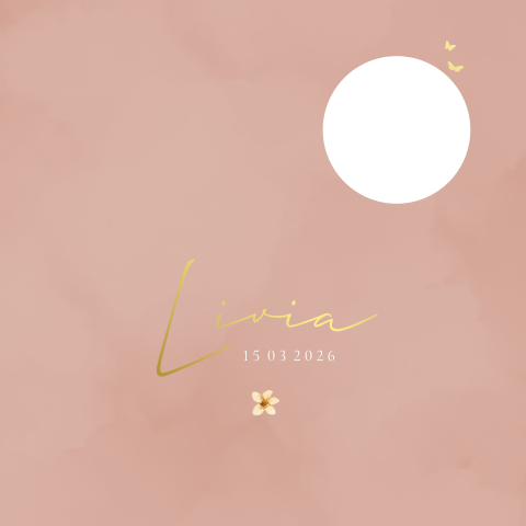 Geboortekaartje meisje met hertje en goudfolie stans