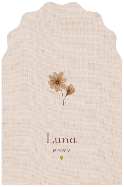 Origineel bloemen geboortekaartje meisje met linnen