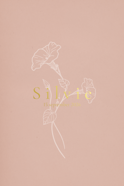 Geboortekaartje meisje geboortebloem september goudfolie