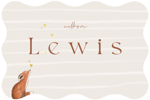 Bosdieren geboortekaartje jongen met vos