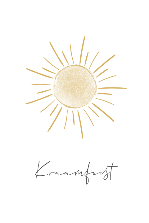 Neutrale kraamfeest uitnodiging zoon of dochter met een zon