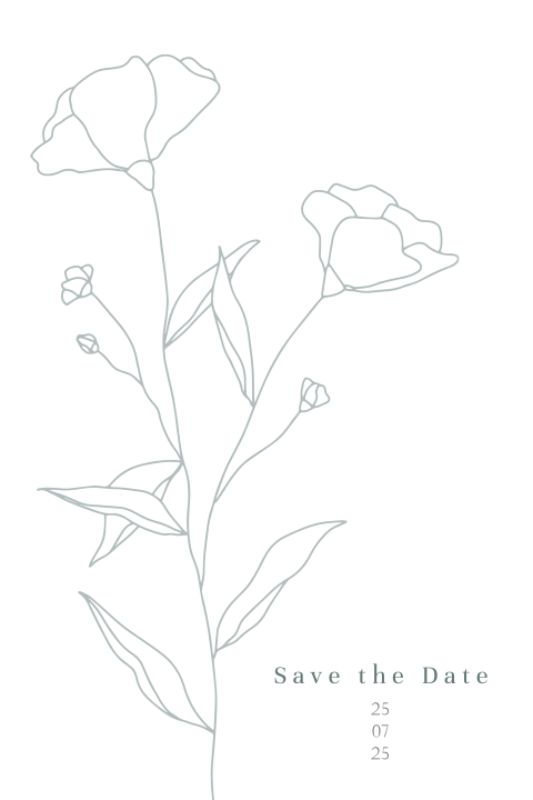 Save the Date kaart minimalistisch met bloem