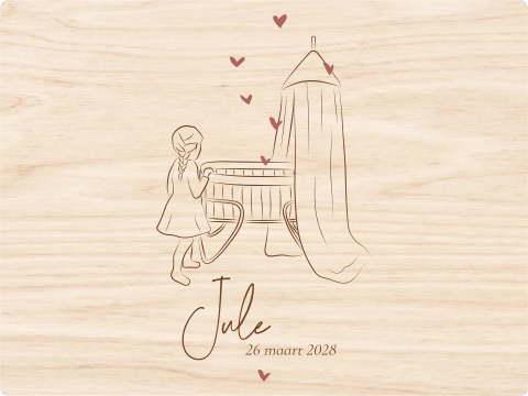 Baby memorybox met lijntekening voor een meisje