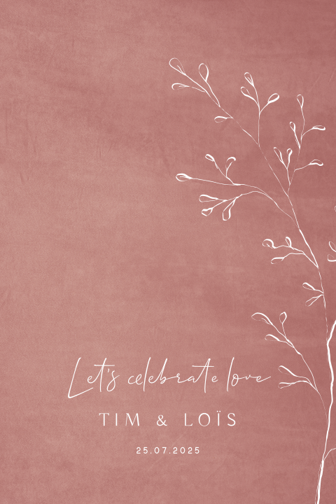 Trouwkaart velvet met bloem