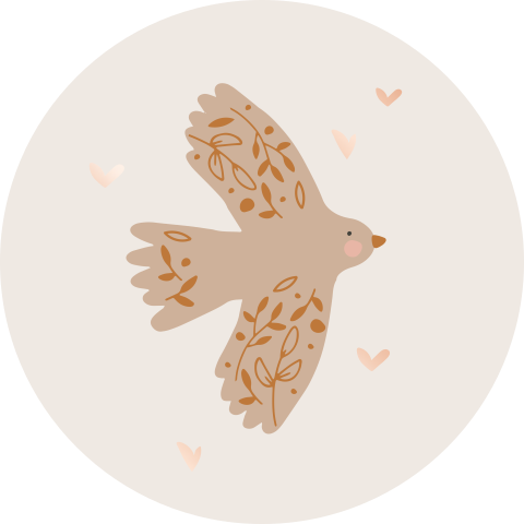 Sluitzegel met een vogel en hartjes in rosefolie