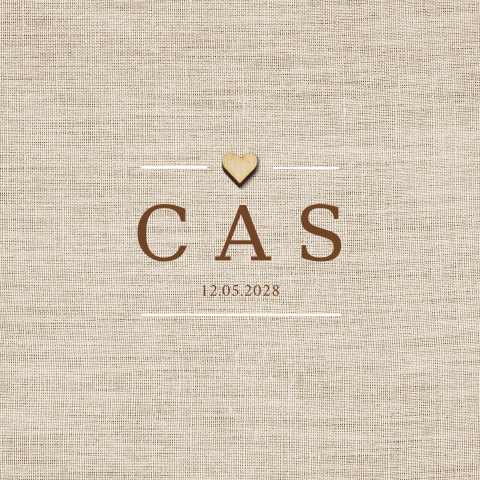 Klassiek geboortekaartje jongen linnen (hart los bestellen)