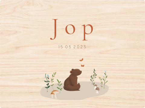 Neutrale memorybox met een lief beertje voor een jongen