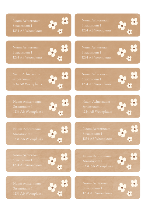 Adressticker meisje passend bij label geboortekaartje met bloem