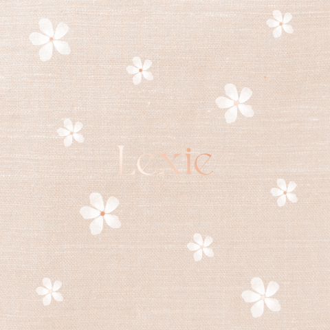 Geboortekaartje meisje met bloemen en rosefolie linnenlook