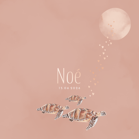 Geboortekaartje meisje folie schildpad onderwaterwereld trend