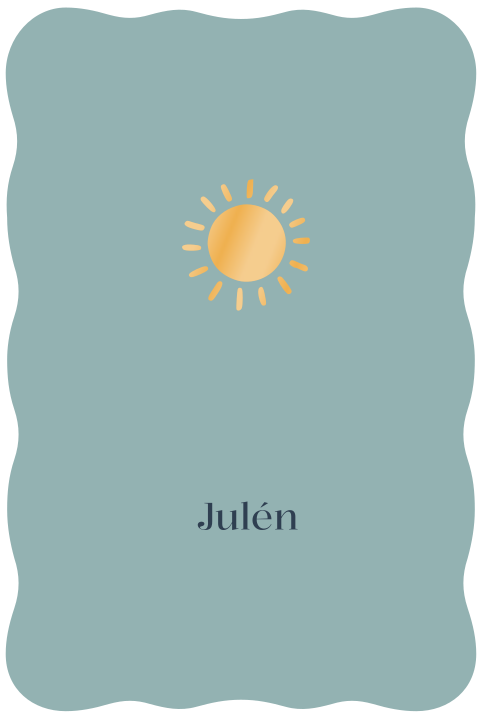 Minimalistisch kleurrijk geboortekaartje jongen met zon
