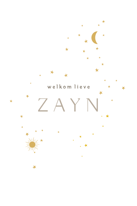 Geboorte aankondiging raambord voor een jongen met maan en sterren