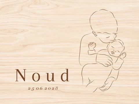 Neutrale memorybox met lijntekening voor een jongen met broer