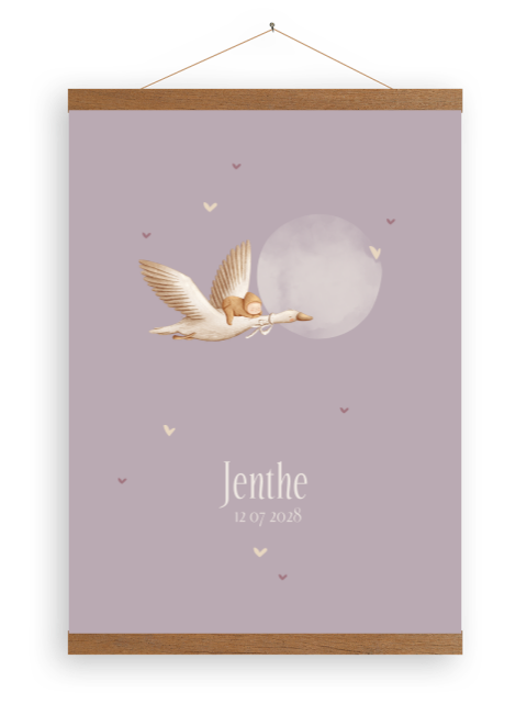 Babykamer canvasposter voor een meisje met ooievaar