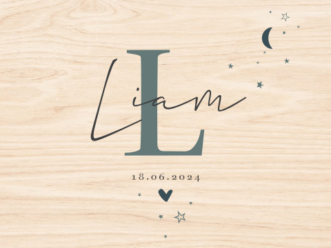 Stoere memorybox met initiaal voor jongen