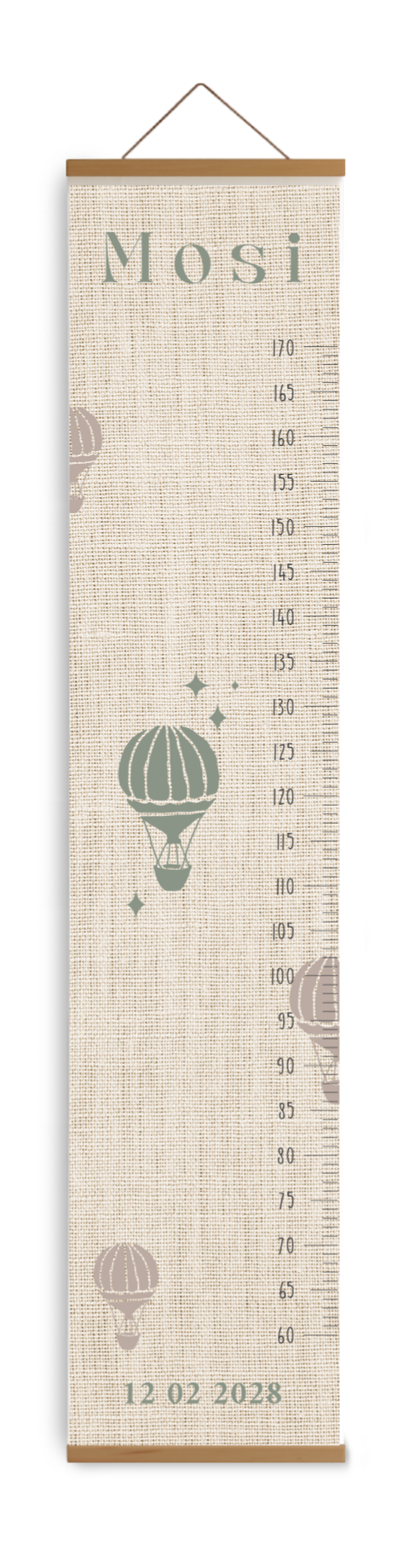 Groeimeter met luchtballon voor een jongen kinderkamer