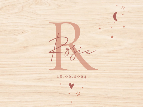 Baby memorybox met initiaal meisje en maan