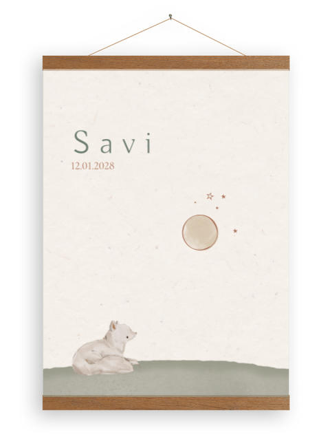 Canvasposter voor de babykamer jongen met vosje en maan
