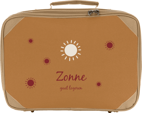 Canvas logeerkoffertje met zonnetje en naam