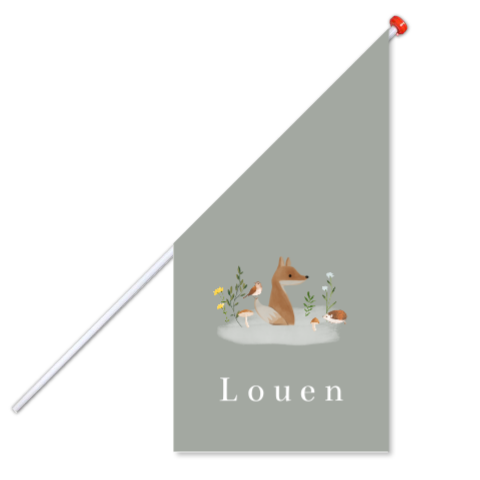 Geboortevlag jongen met bosdieren vosje