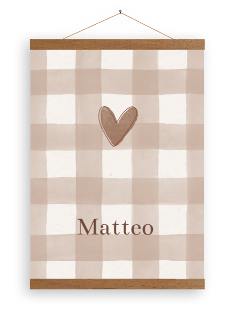 Stoere canvasposter babykamer jongen ruitjes
