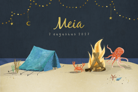 Geboortekaartje kamperen op het strand